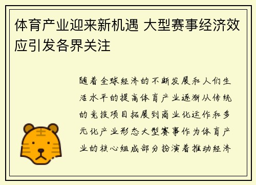 体育产业迎来新机遇 大型赛事经济效应引发各界关注